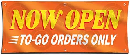 Сега Open to-GO Orders ONLY Banner (1ft X 3 фут) Restaurant Open Sign Carry Take Out Delivery New Food Service